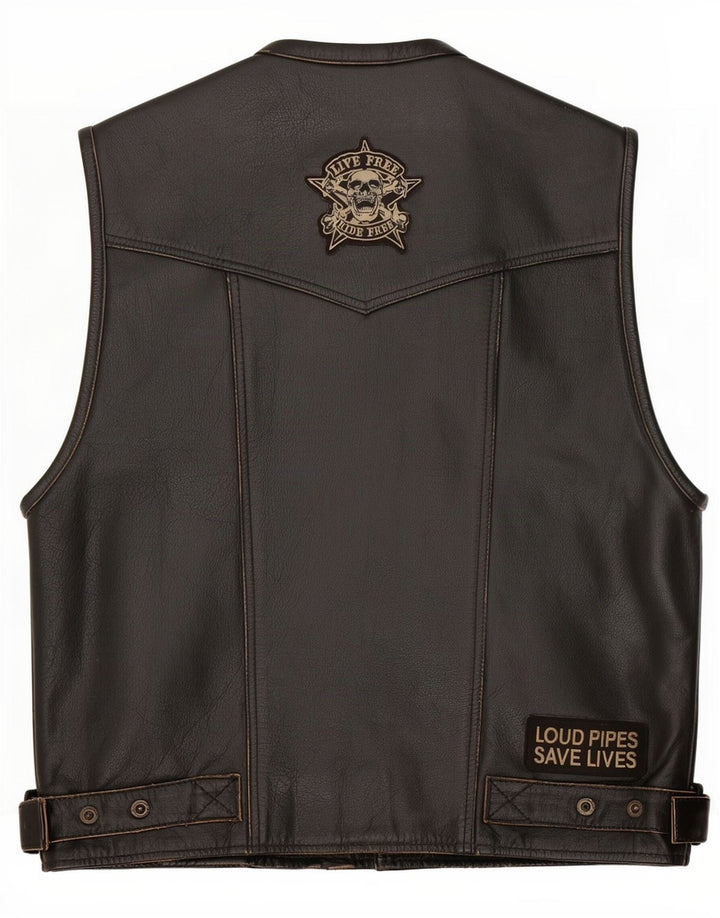 Gilet in pelle da uomo vintage UK 40 grande nero