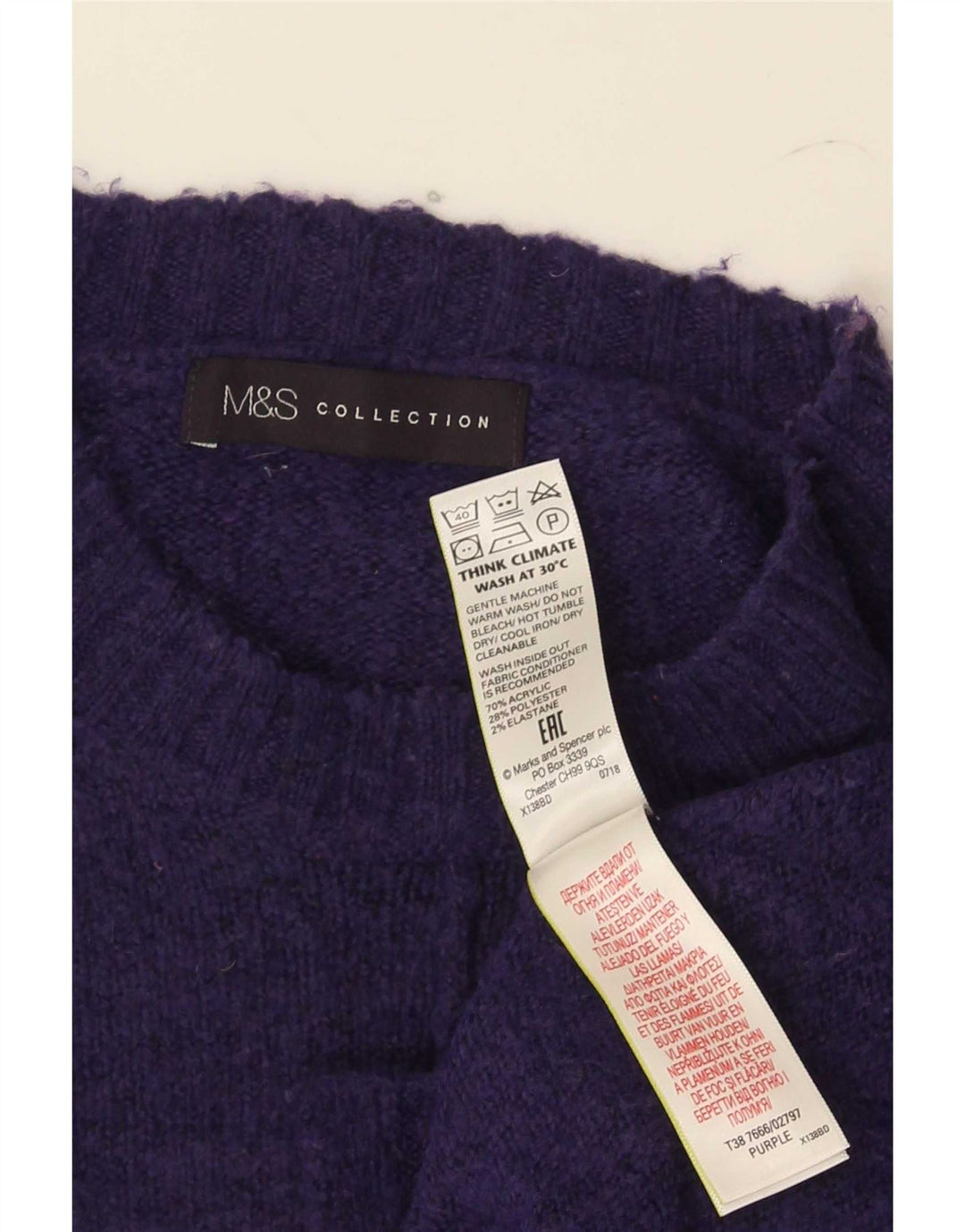 Maglione maglione girocollo da donna Marks & Spencer UK 10 piccolo viola
