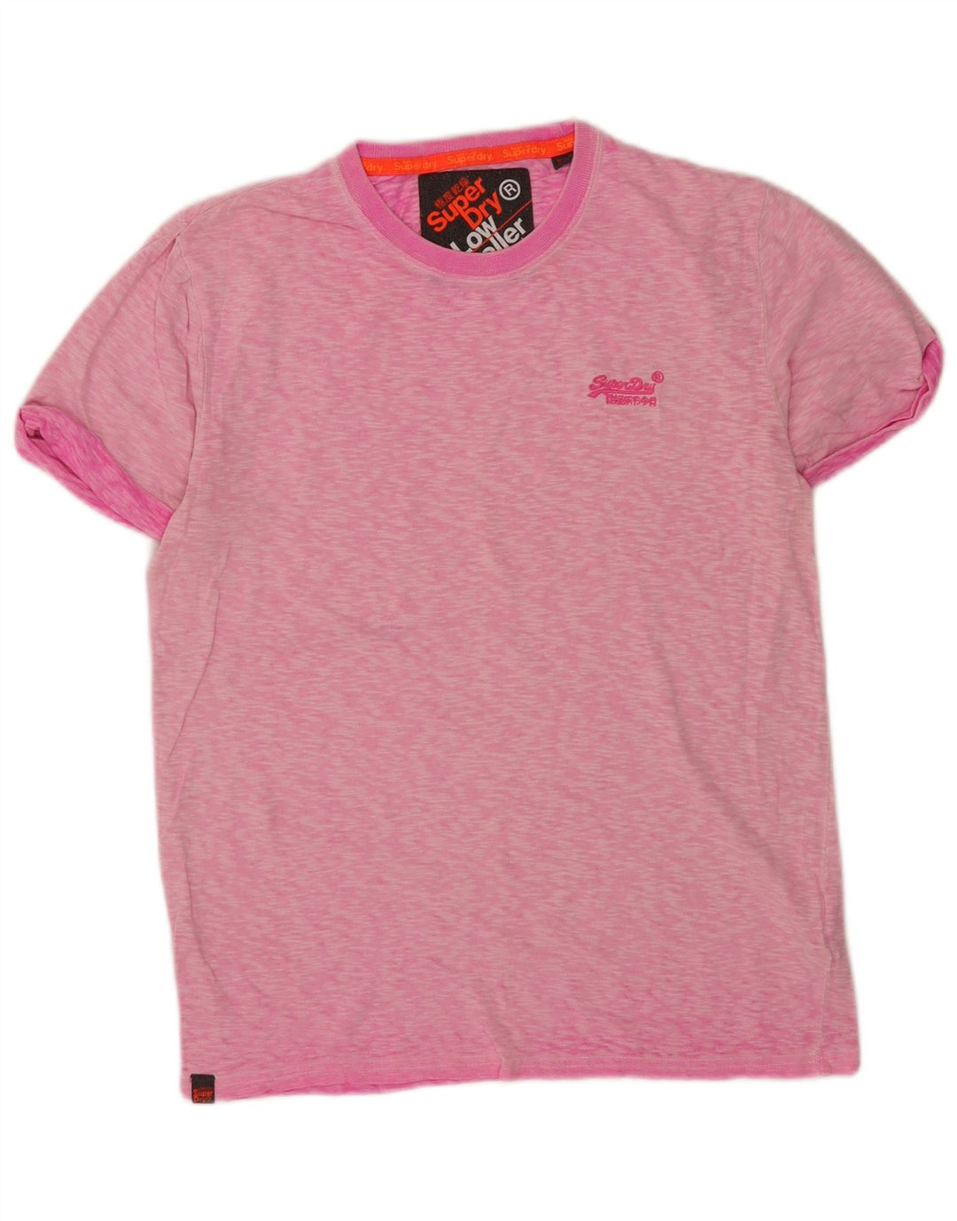 T-shirt da uomo Superdry Top in cotone chiazzato rosa medio