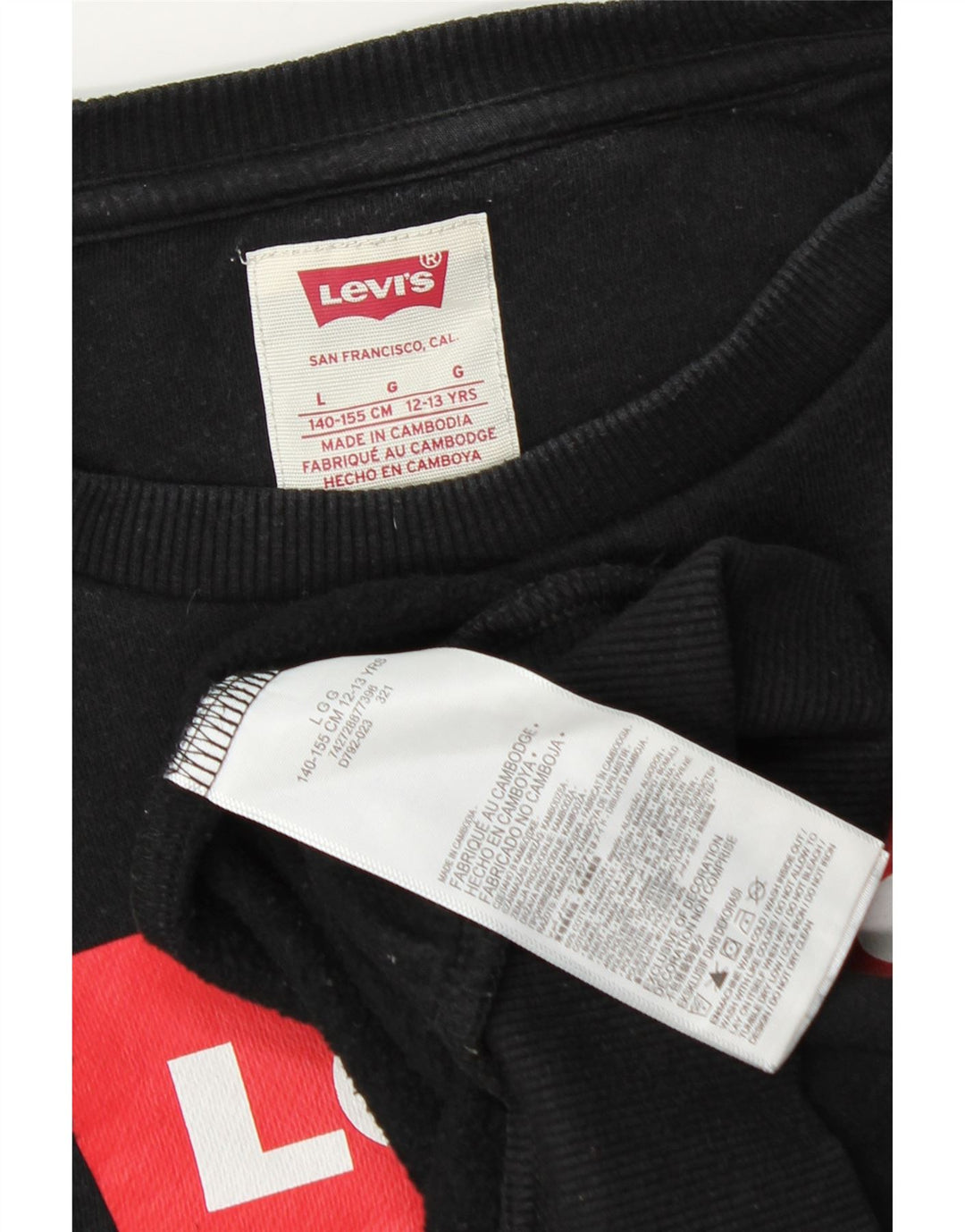 Felpa con grafica oversize per ragazze Levi's, 12-13 anni, grande, nera