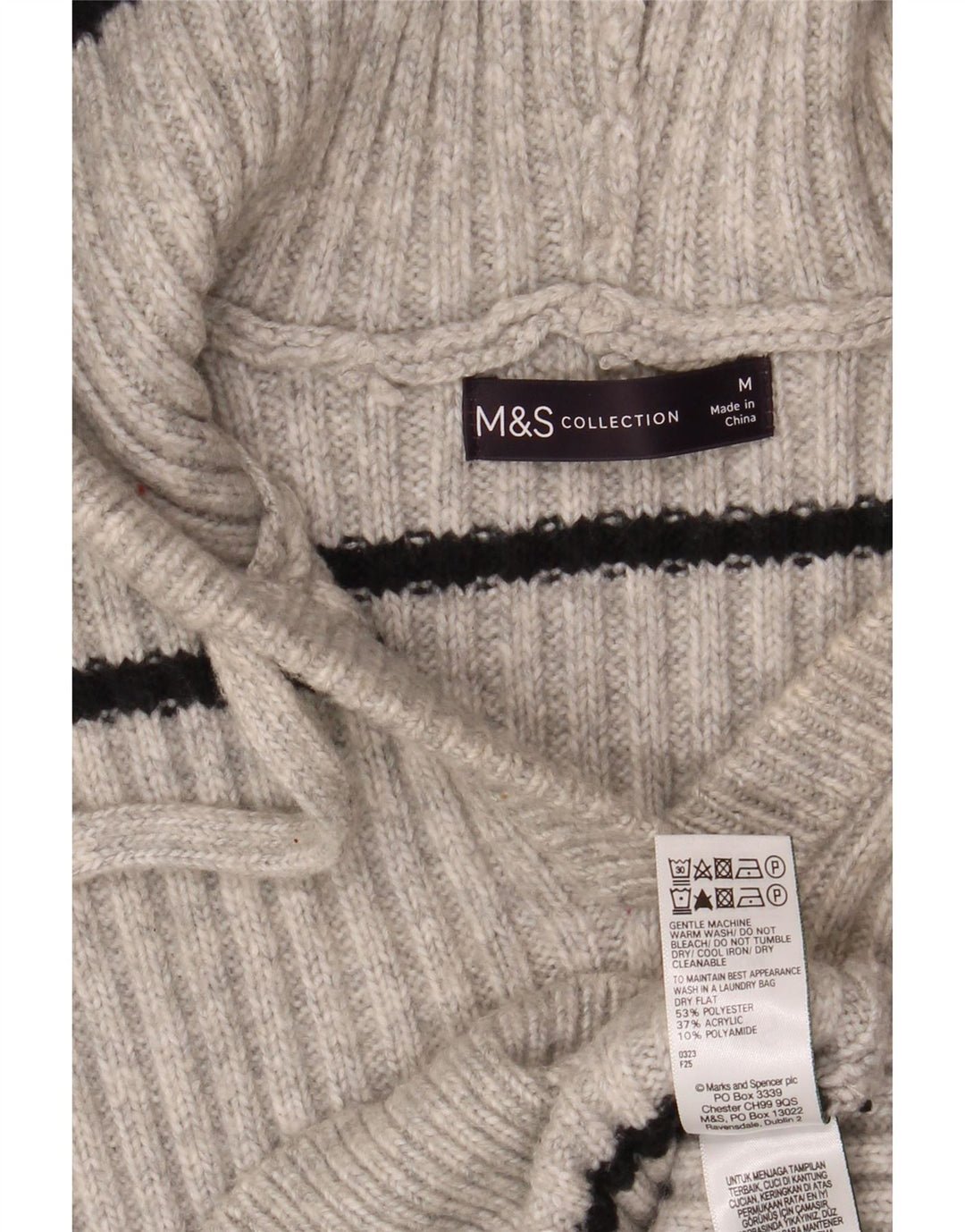 Maglione con cappuccio da donna Marks & Spencer UK 14 Grigio medio a righe