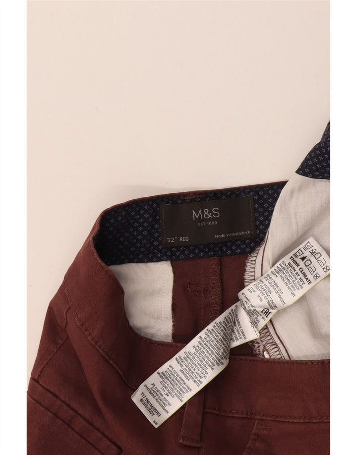 Pantaloncini chino da uomo Marks & Spencer W32 cotone bordeaux medio