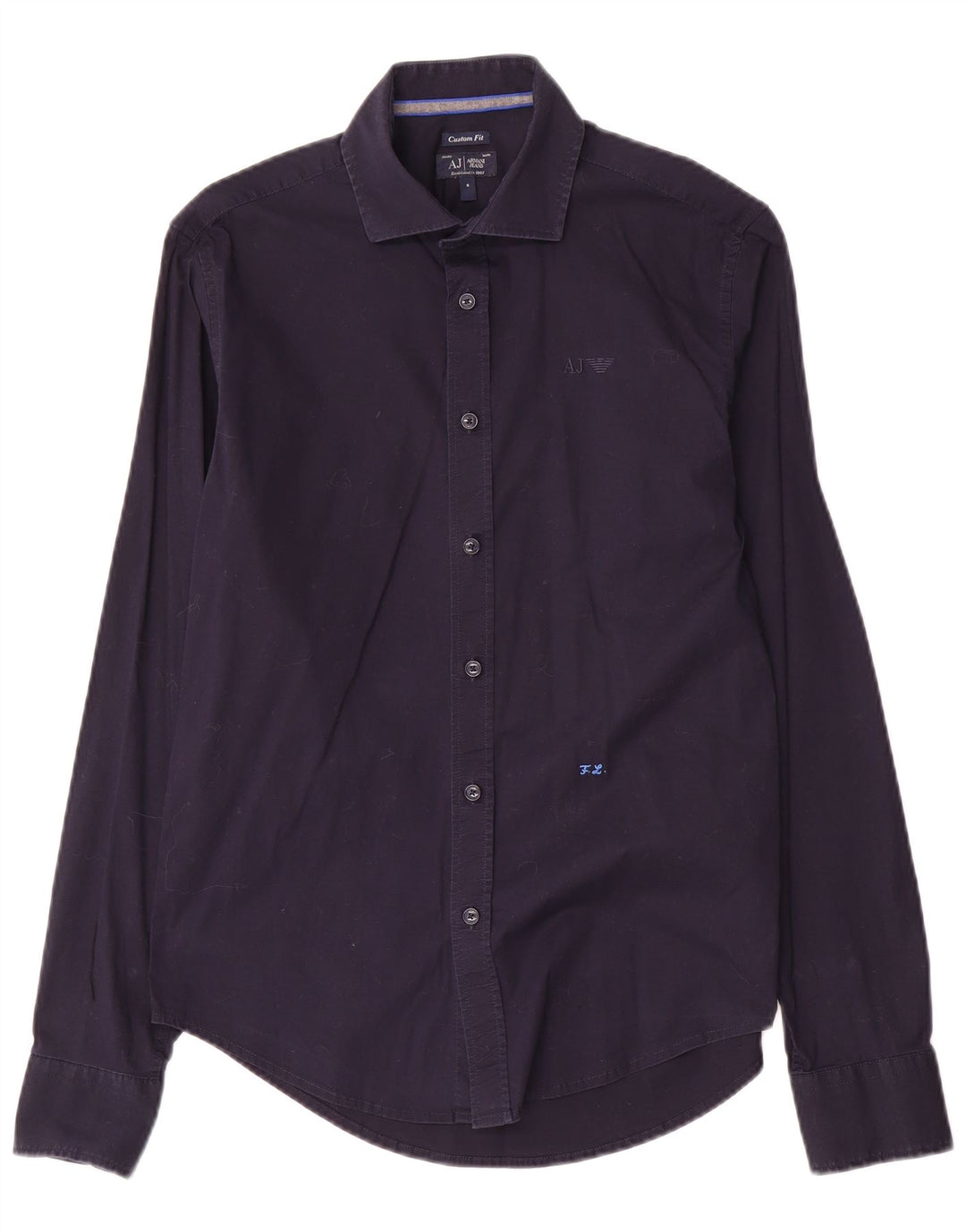 Camicia Armani Jeans da uomo su misura piccola in cotone blu navy