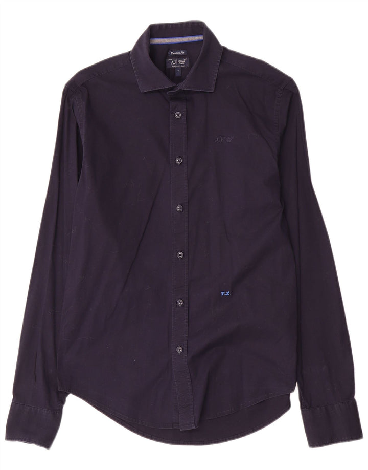 Camicia Armani Jeans da uomo su misura piccola in cotone blu navy