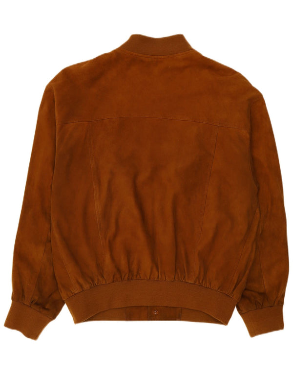 Giubbotto bomber vintage in pelle scamosciata da uomo IT 56 3XL in pelle marrone