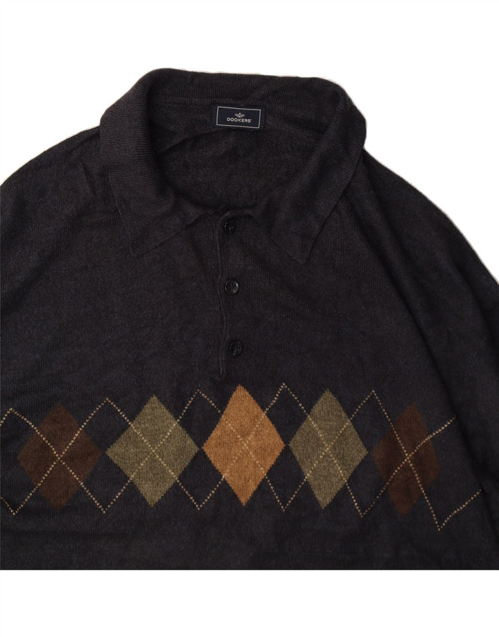 DOCKERS Maglione da uomo con collo alto 3XL Blu navy a rombi/diamante
