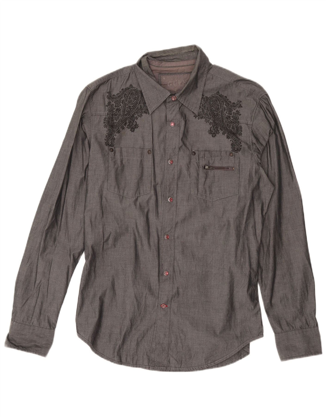 Camicia GUESS Uomo Cotone Paisley Grigio Medio