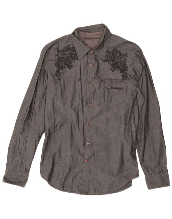 Camicia GUESS Uomo Cotone Paisley Grigio Medio