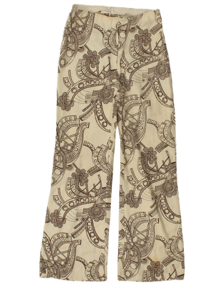 Pantaloni casual bootcut da donna vintage con motivo astratto W26 L28 Beige