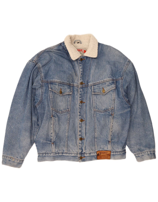 Giacca vintage in denim Sherpa da uomo UK 40 grande cotone blu