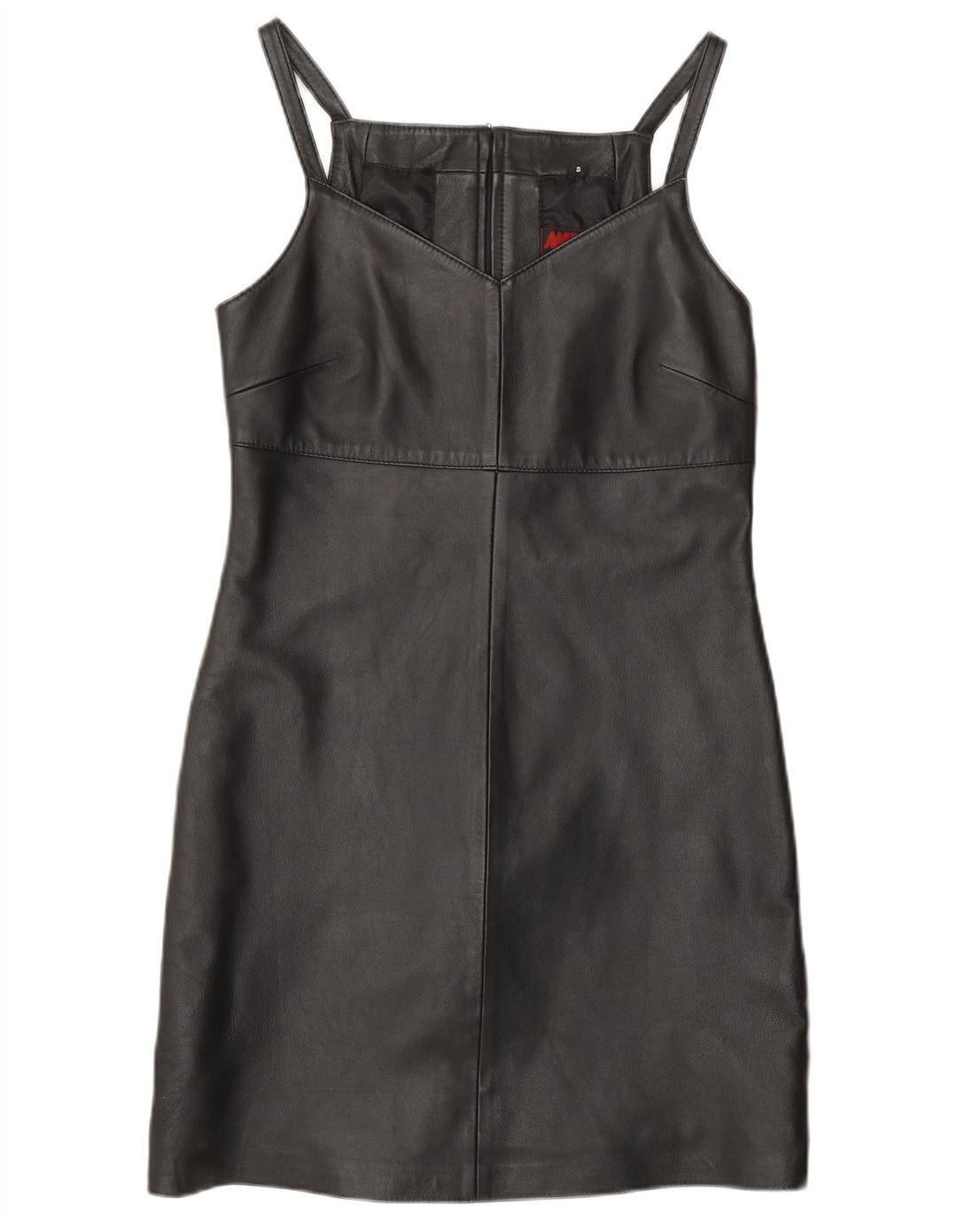 MADDOX Abito tubino in pelle senza maniche da donna UK 10 Piccolo in pelle nera