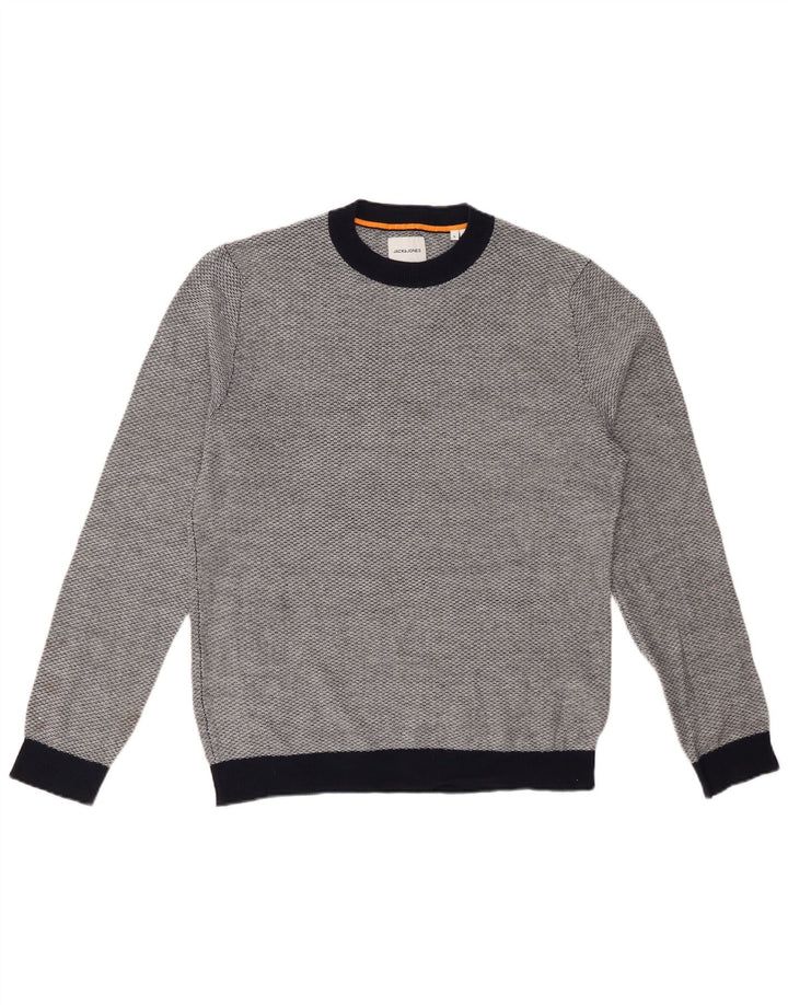 JACK & JONES Maglione maglione girocollo da uomo grande in acrilico grigio