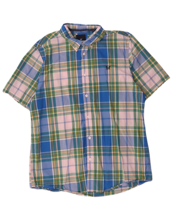 Crew Clothing Camicia a maniche corte da uomo XL in cotone a quadri blu