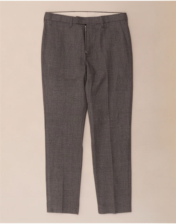 Pantaloni da abito regolari da uomo Marks & Spencer W32 L29 pied de poule grigi