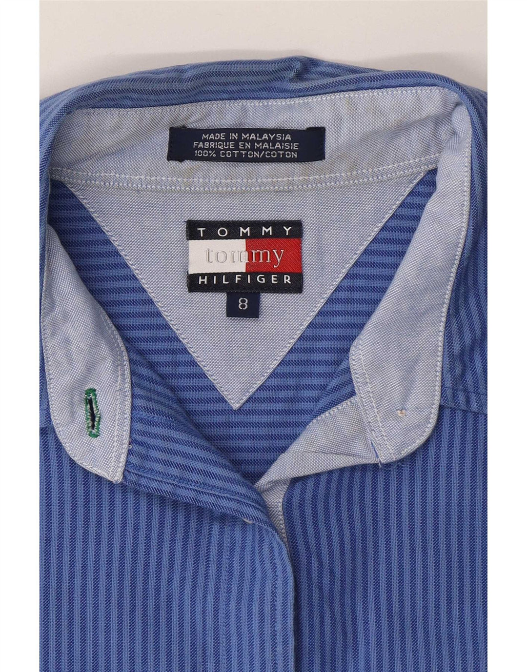 Camicia da donna Tommy Hilfiger US 8 cotone a righe blu medio