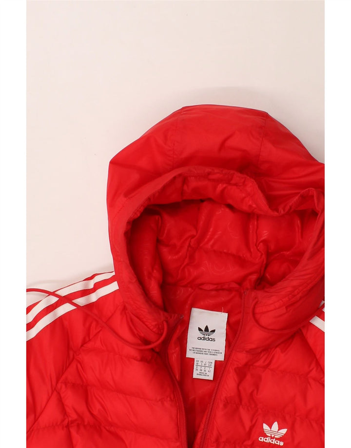 ADIDAS Womens Hooded Padded Jacket UK 10 Small Red Nylon Vintage Adidas and Second-Hand Adidas from Messina Hembry 