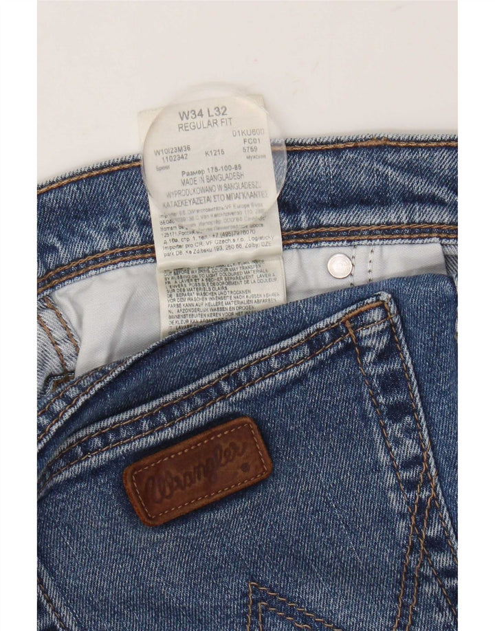 Jeans dritti da uomo Wrangler W34 L32 cotone blu