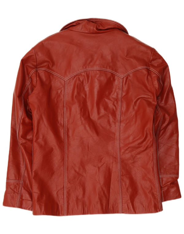 Giacca in pelle vintage da donna UK 38 rossa media