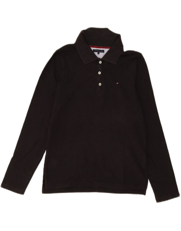Polo a maniche lunghe da donna Tommy Hilfiger UK 14 grande cotone nero