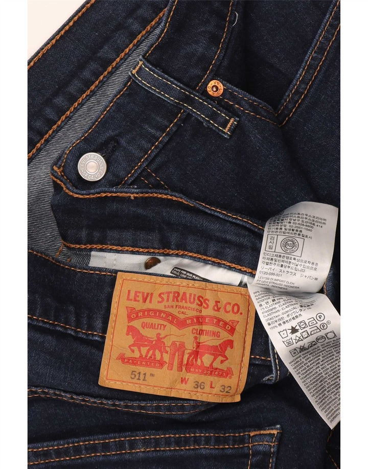 Levi's Uomo 511 Slim Jeans W36 L32 Blu Navy Cotone