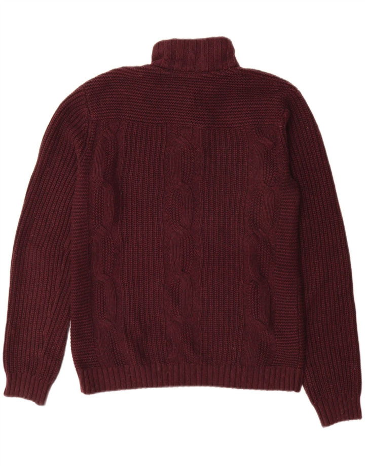 Ted Baker Maglione da uomo con collo a bottoni taglia 2 piccolo in cotone bordeaux
