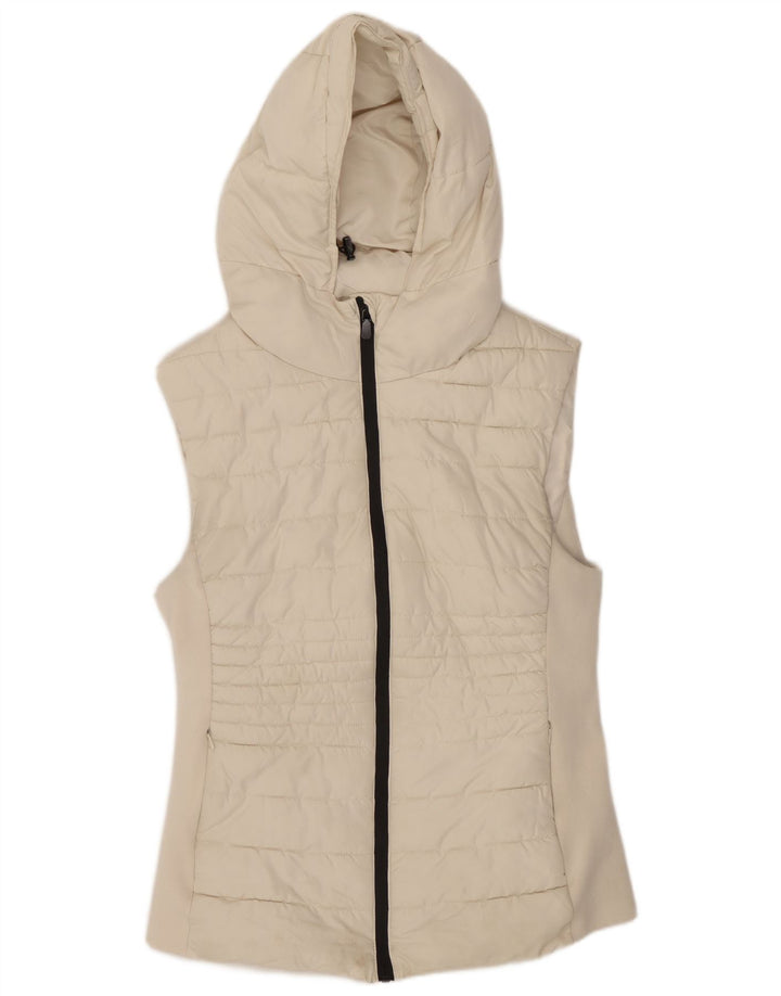 Gilet imbottito con cappuccio da donna Zara UK 14 grande poliestere bianco