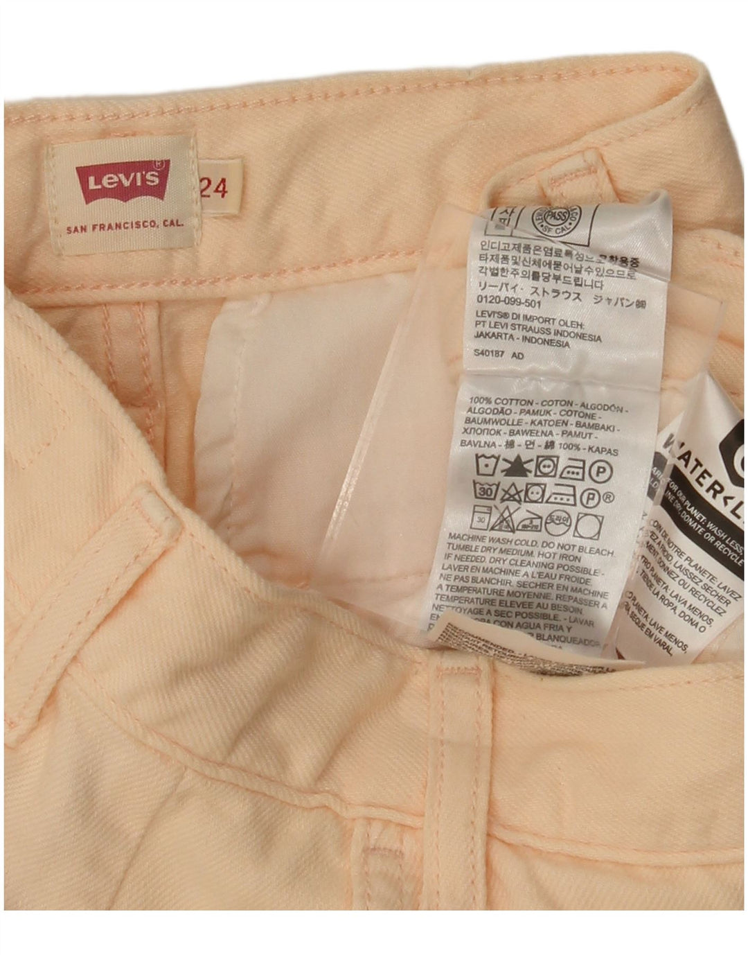 Pantaloni cargo affusolati a vita alta da donna LEVI'S W24 L28 in cotone rosa