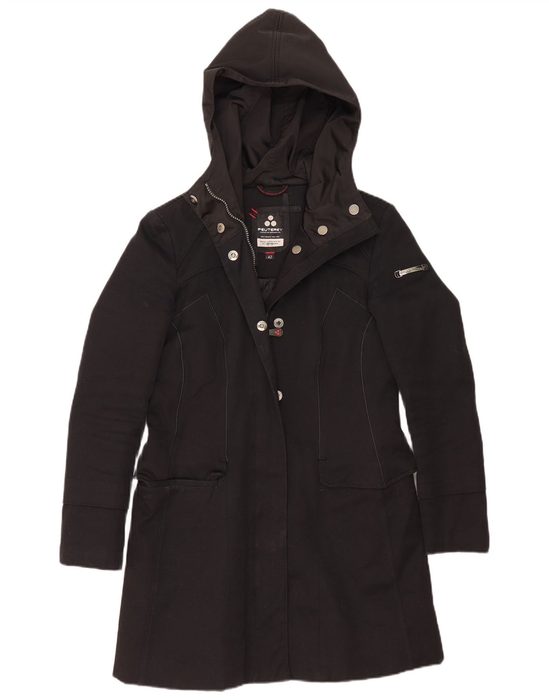 Cappotto con cappuccio da donna PEUTEREY IT 42 cotone medio nero