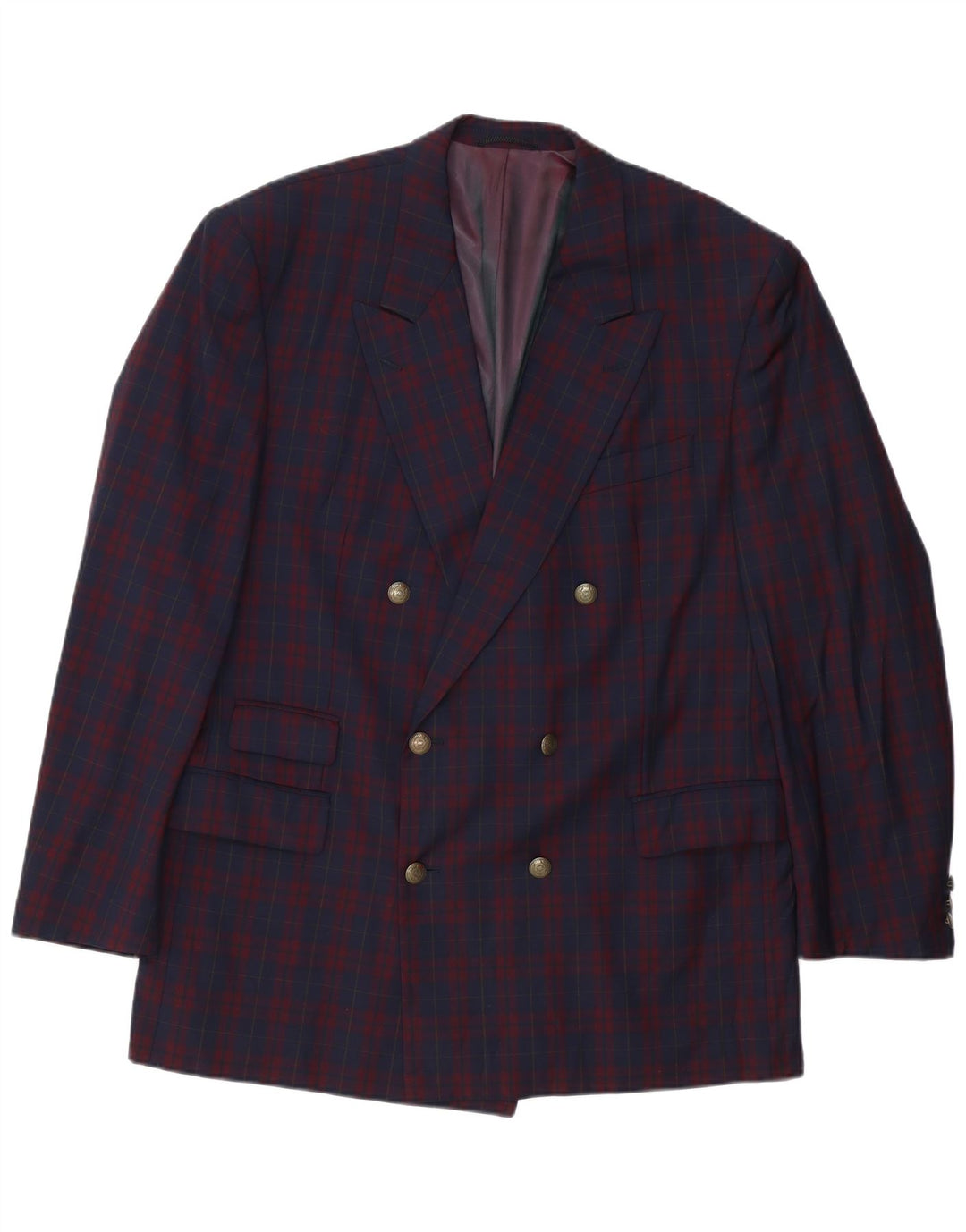 Giacca blazer doppiopetto da uomo Policarpo UK 40 grande check blu navy