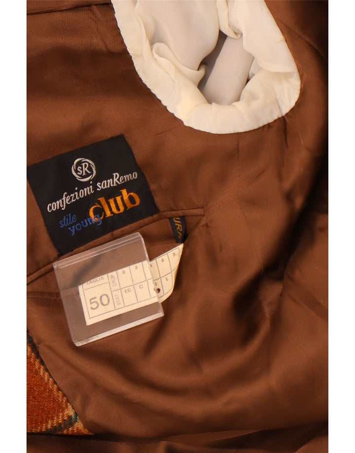 Giacca blazer da uomo a 2 bottoni VINTAGE IT 50 grande lana a quadri marrone