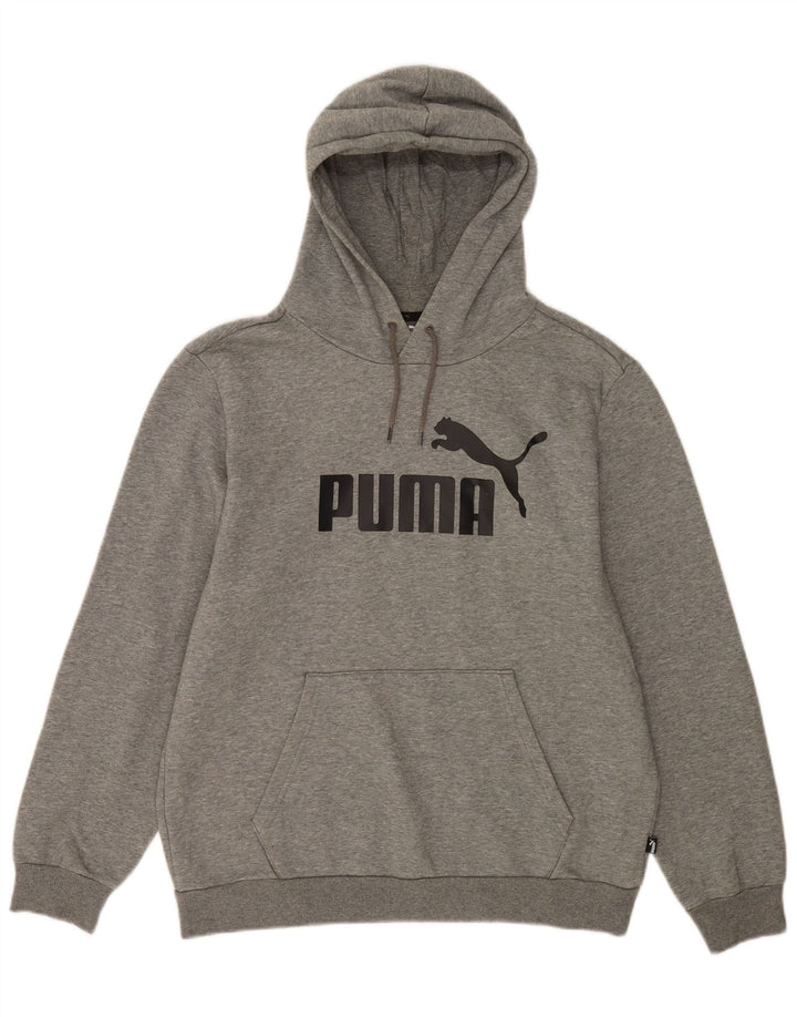 Felpa con cappuccio grafica da uomo Puma in cotone chiazzato grigio medio