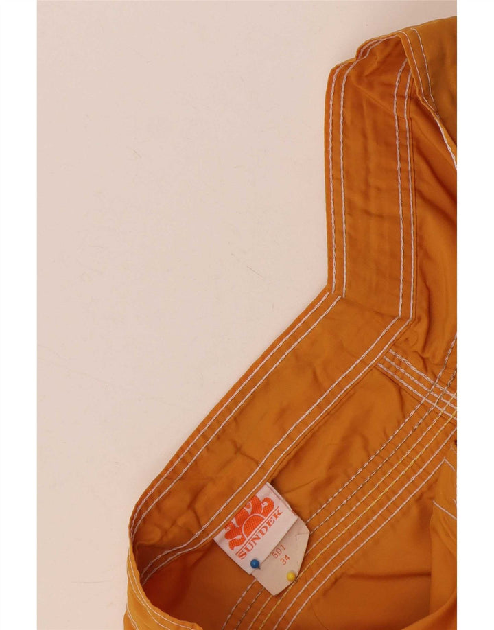 Pantaloncini da bagno da uomo Sundek grandi in nylon color block giallo