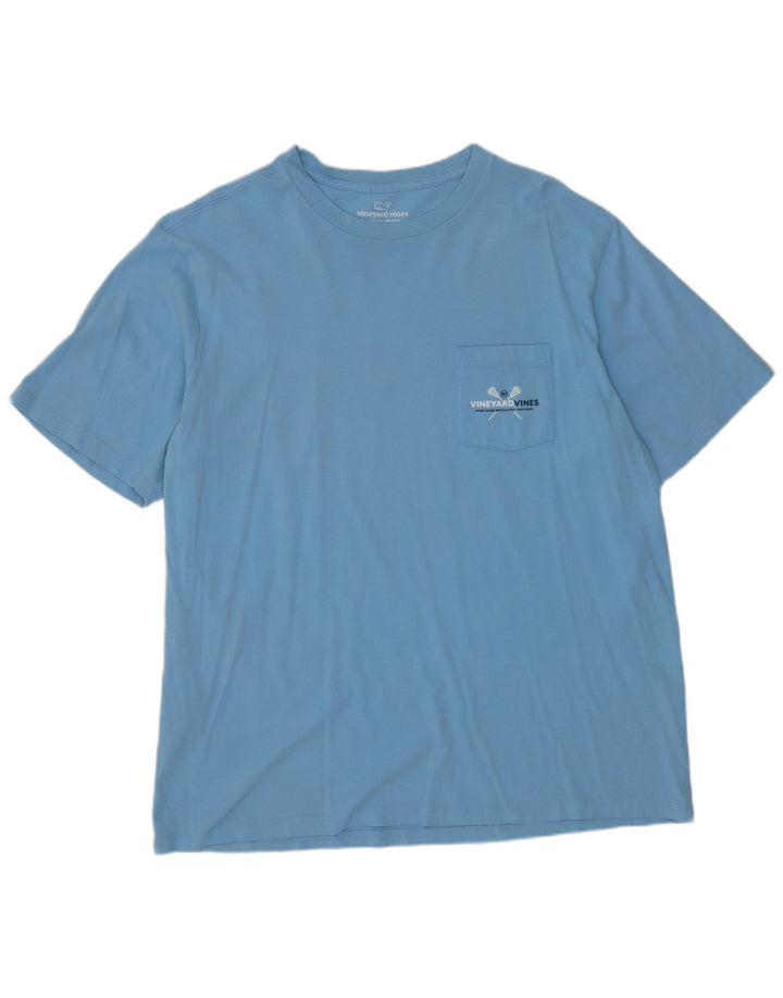 VINEYARD VINES T-shirt grafica da uomo grande in cotone blu