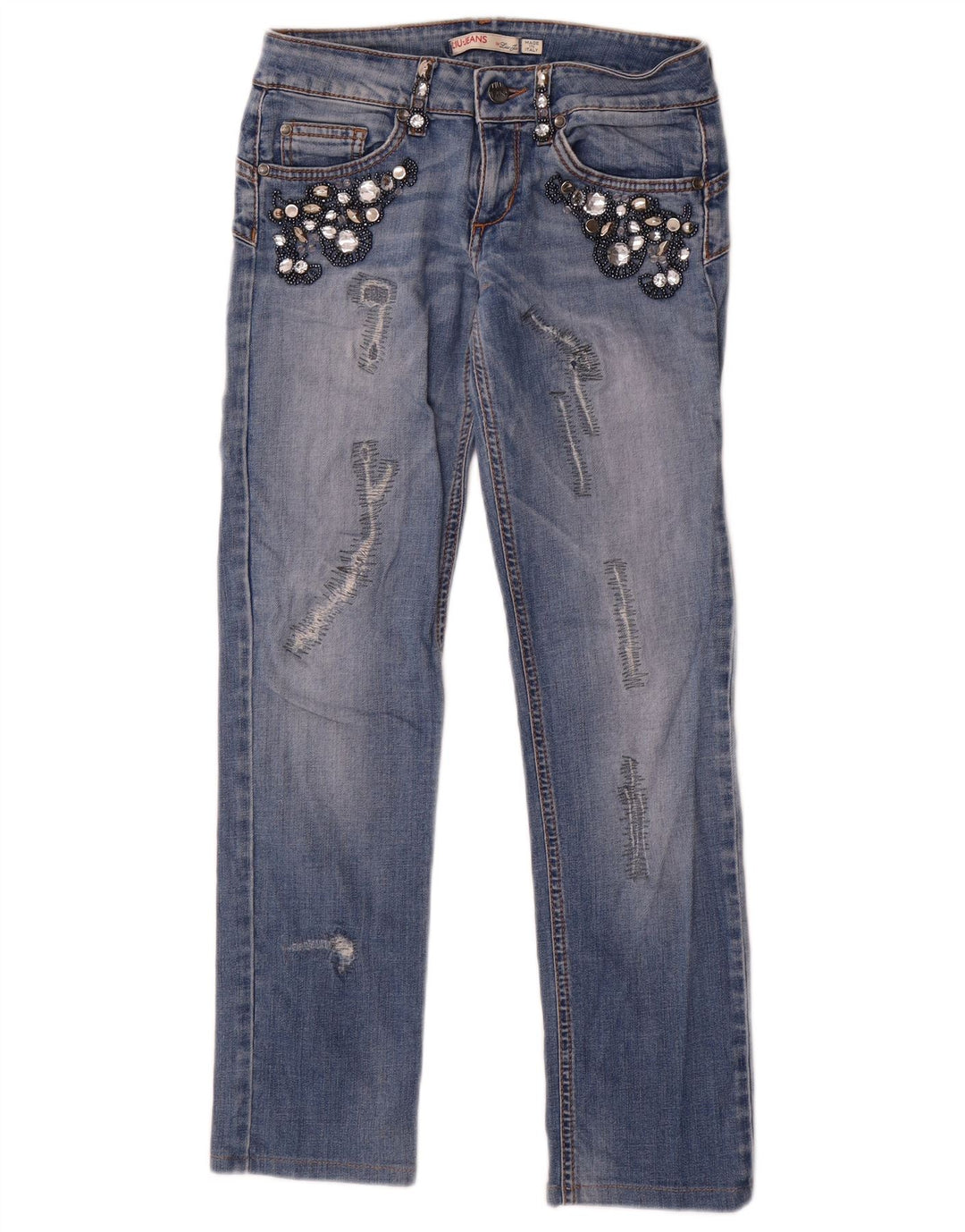Jeans dritti effetto consumato da donna Liu Jo W26 L27 Blu