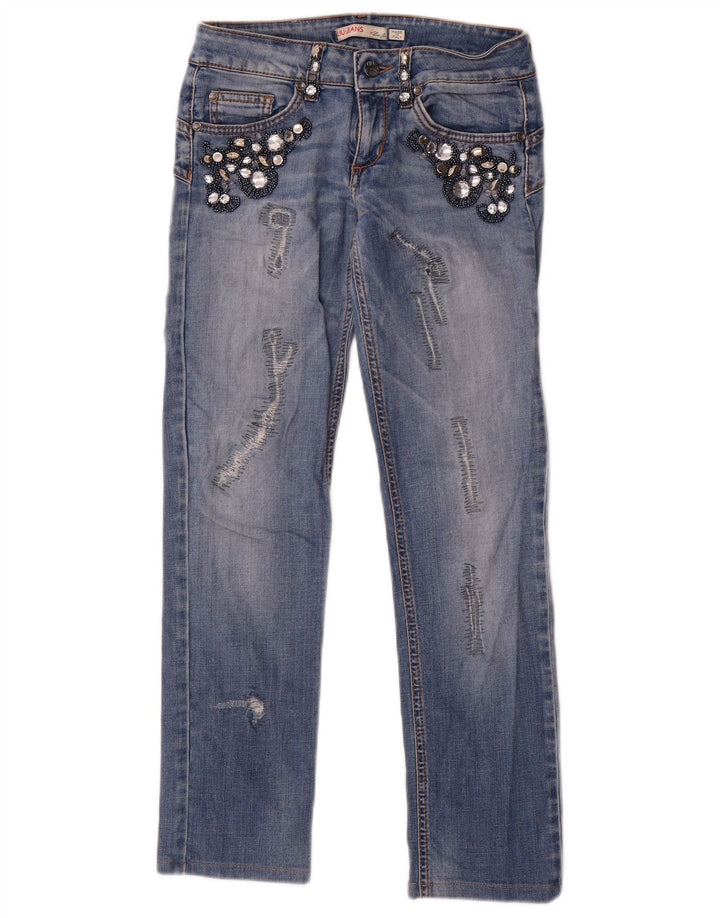 Jeans dritti effetto consumato da donna Liu Jo W26 L27 Blu