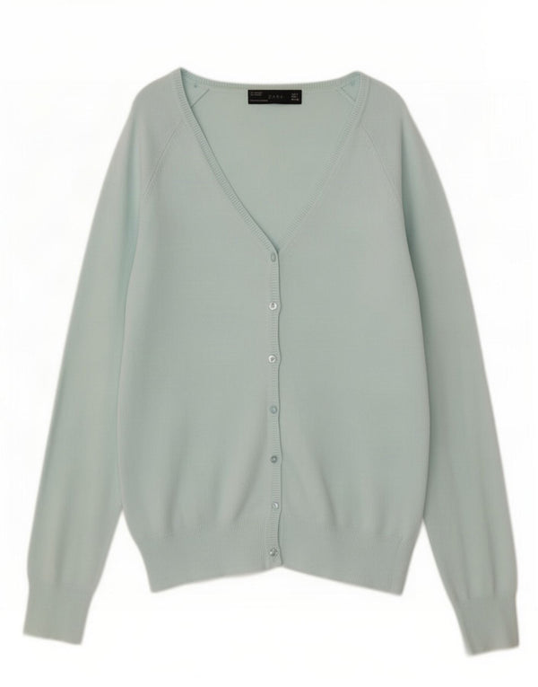 Maglione cardigan da donna Zara UK 14 grande cotone blu