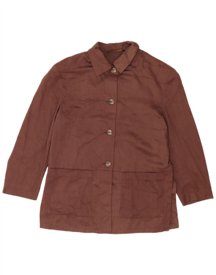 Giacca blazer a 3 bottoni da donna Marks & Spencer UK 14 grande poliestere marrone