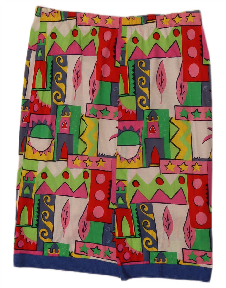 Gonna dritta da donna vintage W32 grande geometrica multicolore