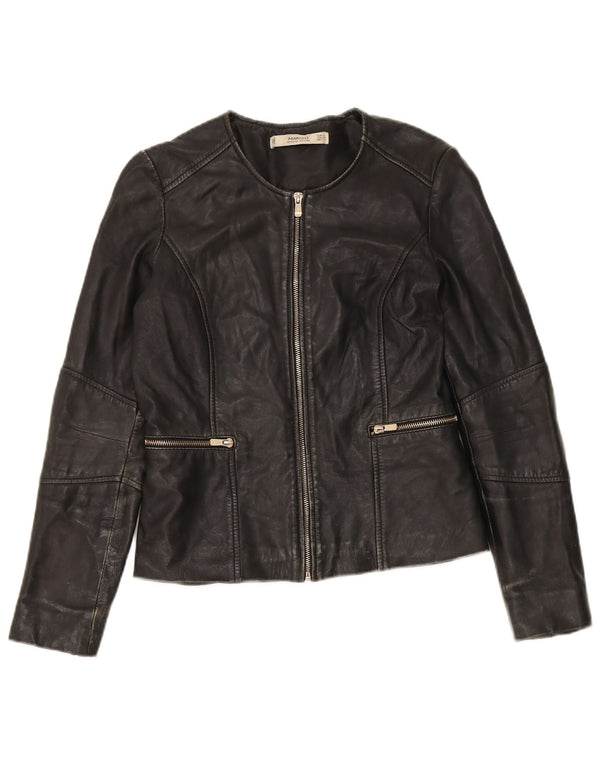Giacca in pelle corta da donna Mango UK 10 piccola nera