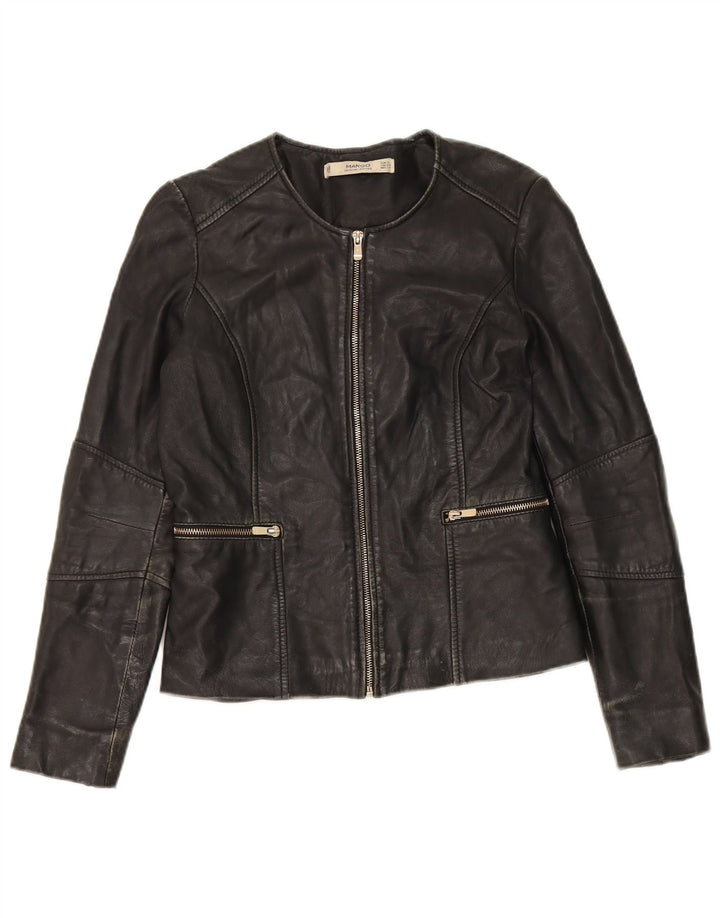Giacca in pelle corta da donna Mango UK 10 piccola nera
