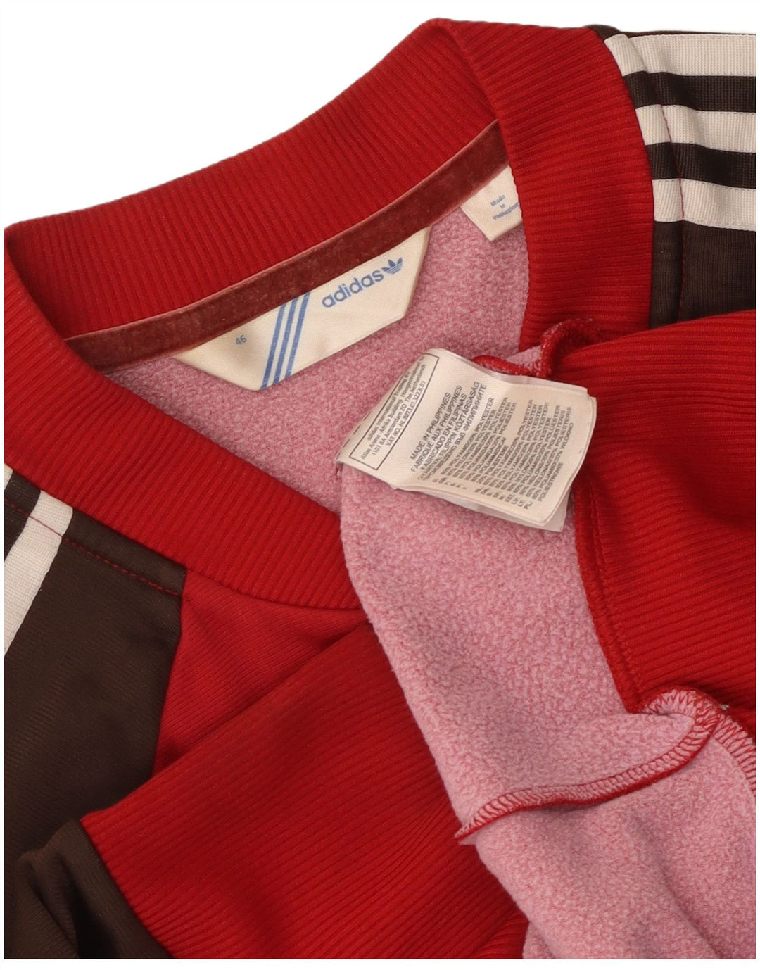 Giacca da tuta da donna Adidas IT 46 Large Rosso Colourblock in poliammide