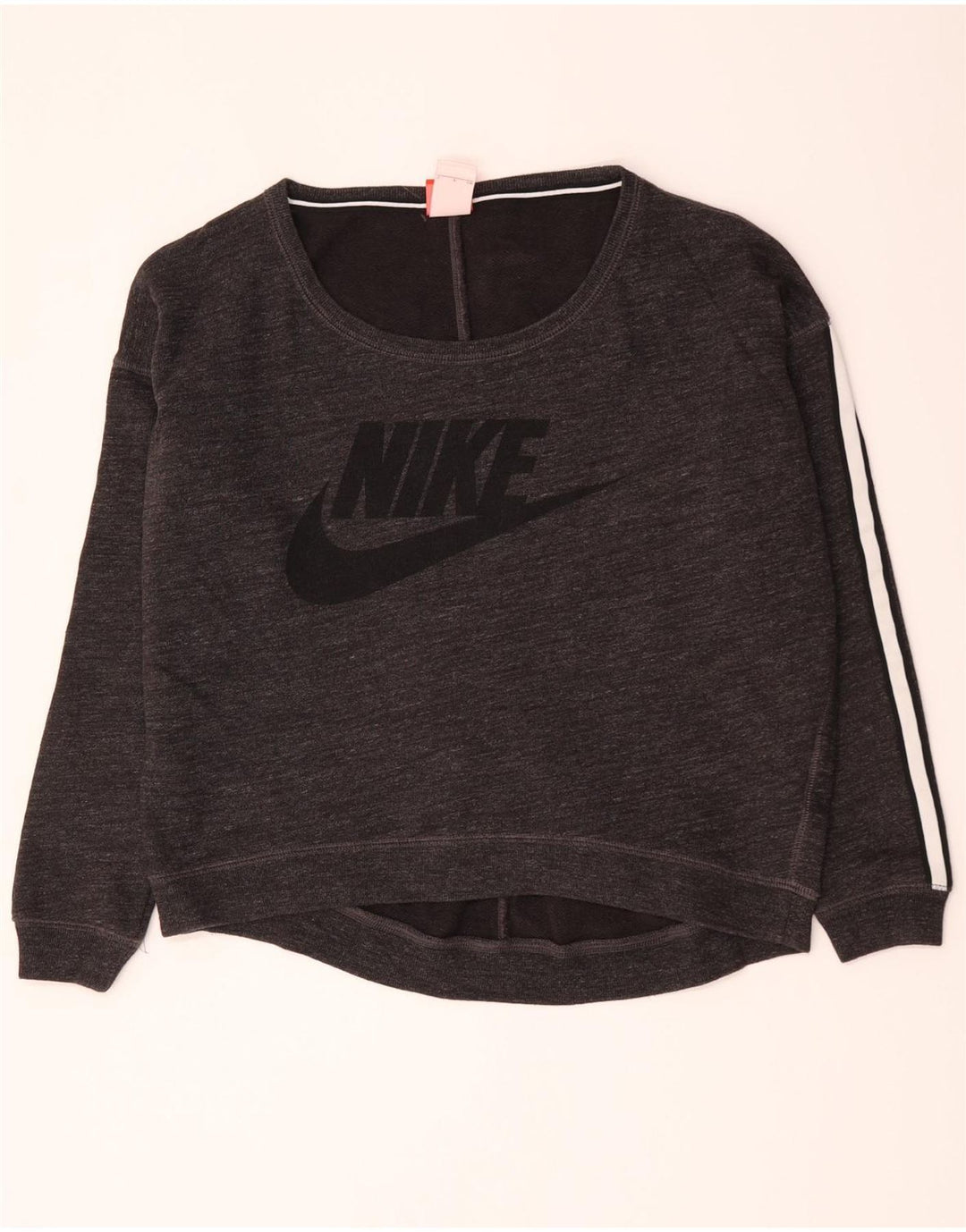 Felpa oversize con grafica Nike da donna, maglione UK 10, piccolo cotone grigio