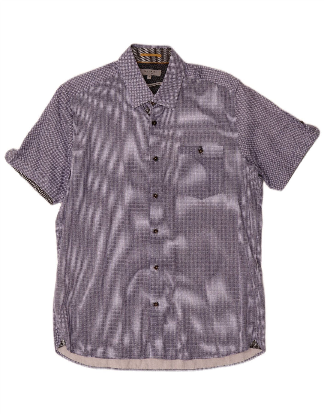 Ted Baker Camicia a maniche corte da uomo Taglia 4 Large Blu Navy in cotone geometrico