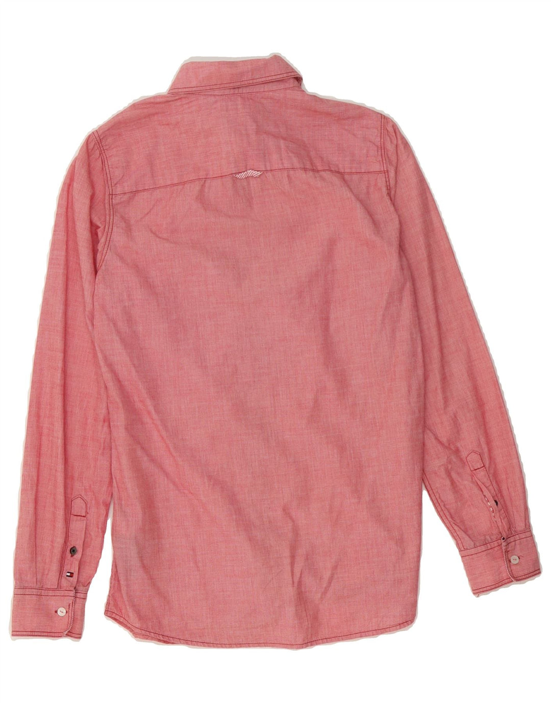 TOMMY HILFIGER Womens Ruffle Front Shirt US 4 Small Red Cotton Vintage Tommy Hilfiger and Second-Hand Tommy Hilfiger from Messina Hembry 