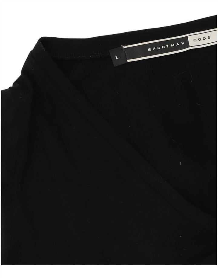 Top camicetta a maniche lunghe da donna Sportmax UK 14 grande nero