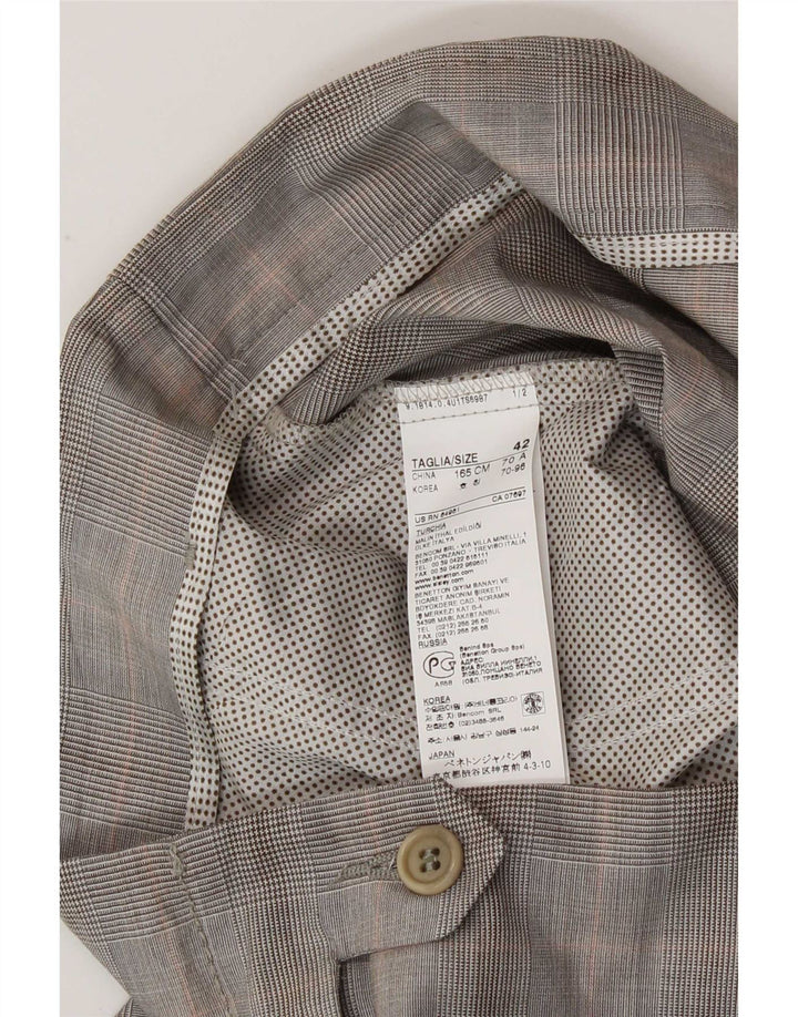 Pantaloni da abito slim da donna Sisley IT 42 Medium W30 L33 Poliestere a quadri grigi