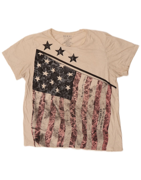 Guess T-shirt grafica da donna Top UK 18 XL Off White Cotton USA