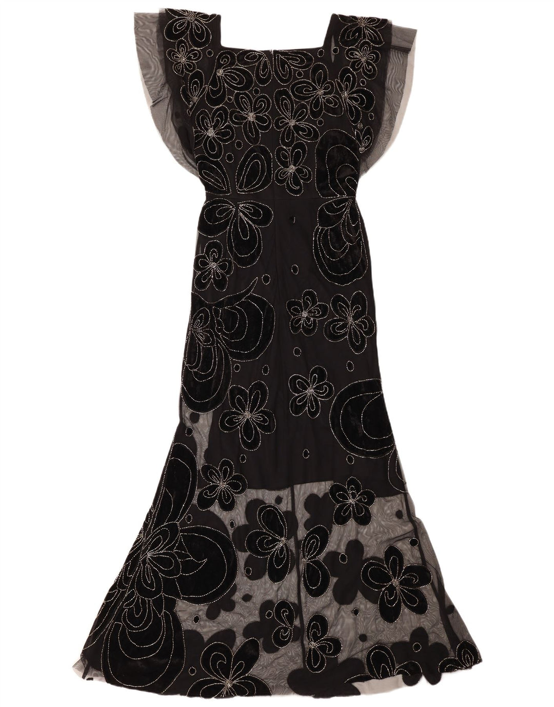 Abito lungo da donna Virgos Lounge UK 8 Piccolo poliestere floreale nero