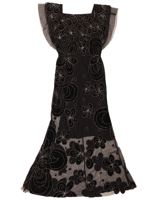 Abito lungo da donna Virgos Lounge UK 8 Piccolo poliestere floreale nero