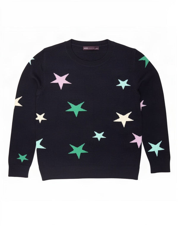 Marks & Spencer Womens Crew Neck Jumper Sweater UK 8 Small Navy Blue